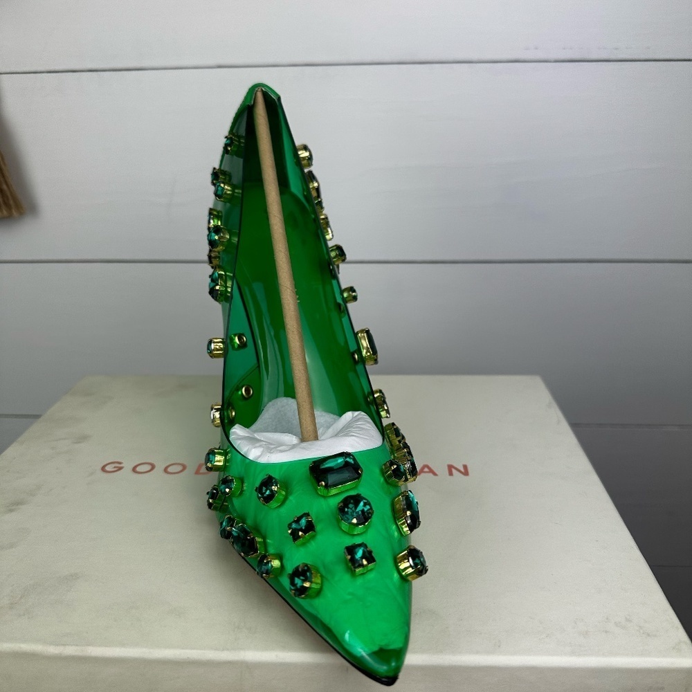 Good American Emerald Green Jeweled Pointed-Toe Stiletto Heels - Picture 2 of 9
